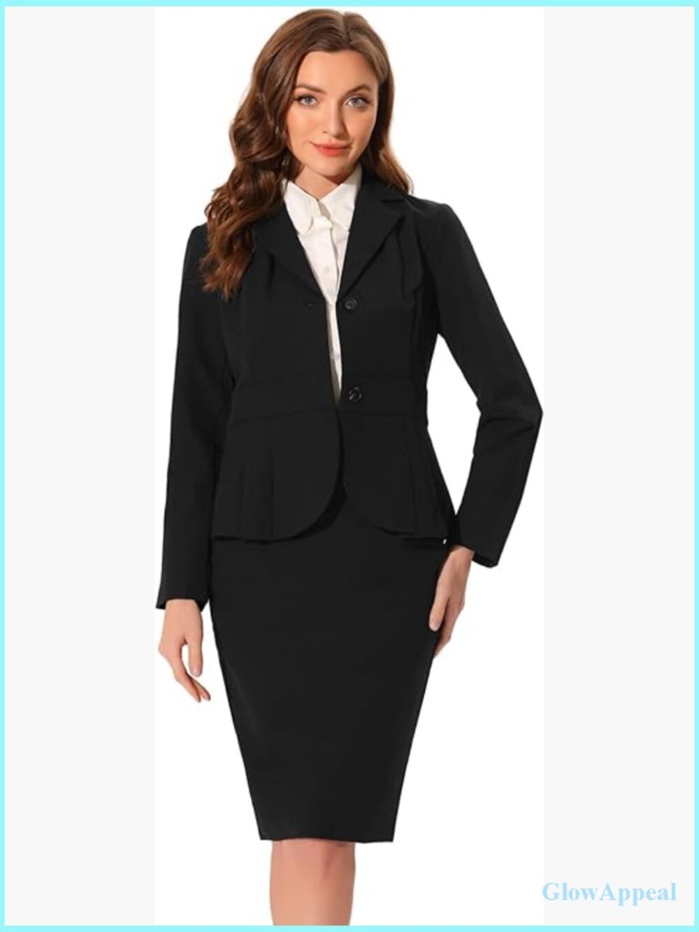 2 Piece Blazer and Pencil Skirt Set for Women Formal Office Business Outfit